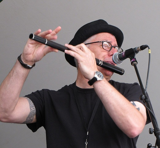 Geoffrey Kelly playing tin whistle live